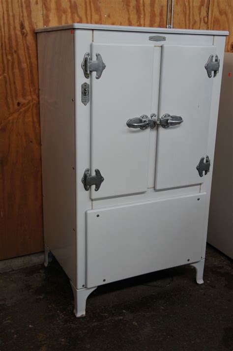 old-fashioned metal ice box|old ice box refrigerators 1930s.